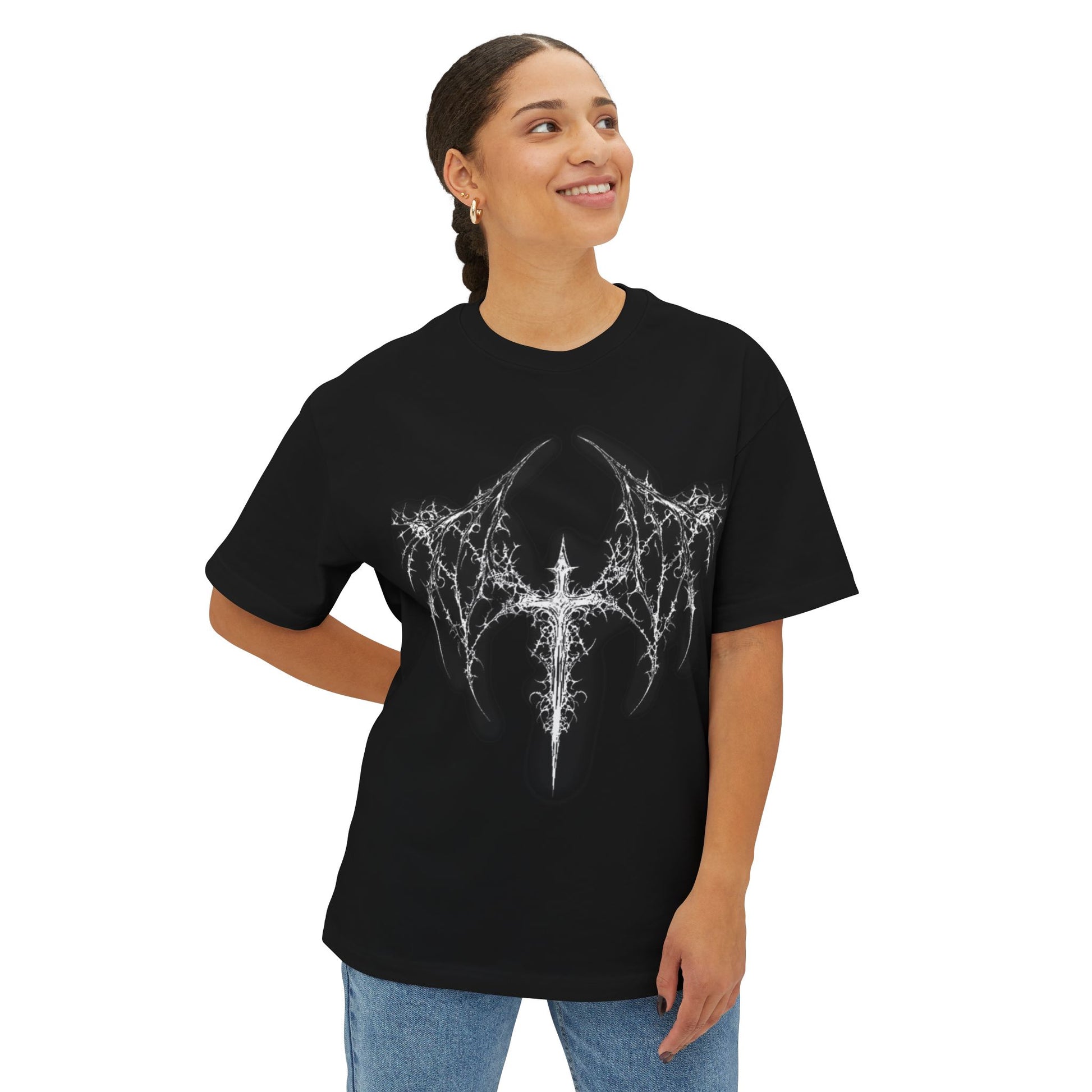 Edgy Graphic Oversized Tee, Unisex Streetwear, Casual Outfit, Unique Gift, Music Festival Clothing
